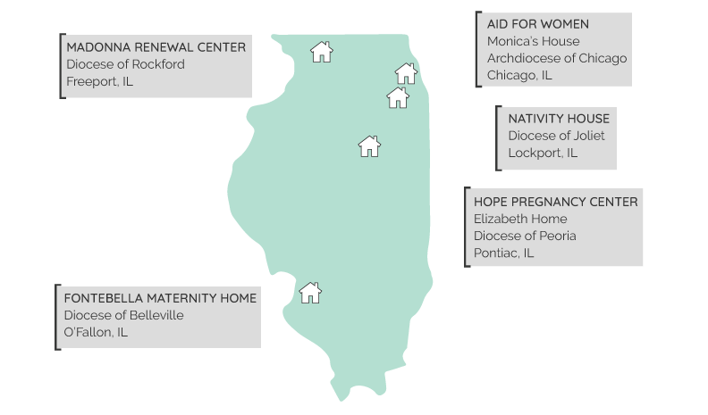 map of illinois showing the locations of the homes for centers of hope and healing